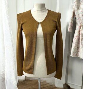 Ann Taylor Brown Mustard‎ Gold Jackie O Cardigan Sweaters XS